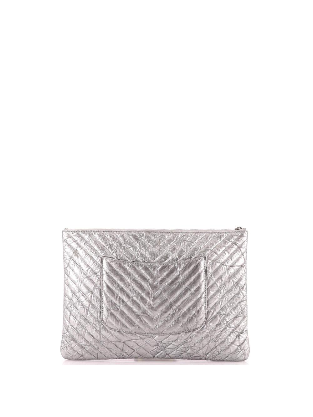 Chanel O Case Clutch Chevron Crumpled #364723C16B - Picture 3 of 6
